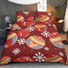 Merry Christmas With Berries Jewels On A Red Background Bedding Set