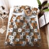 Hand Drawing Pastel Teddy Bear Cartoon Quilt Bedding Set