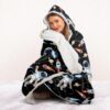 Astronaut and rocket seamless pattern Hooded Blanket