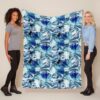 Amazing Bright White Blue Feathers Fleece Blanket