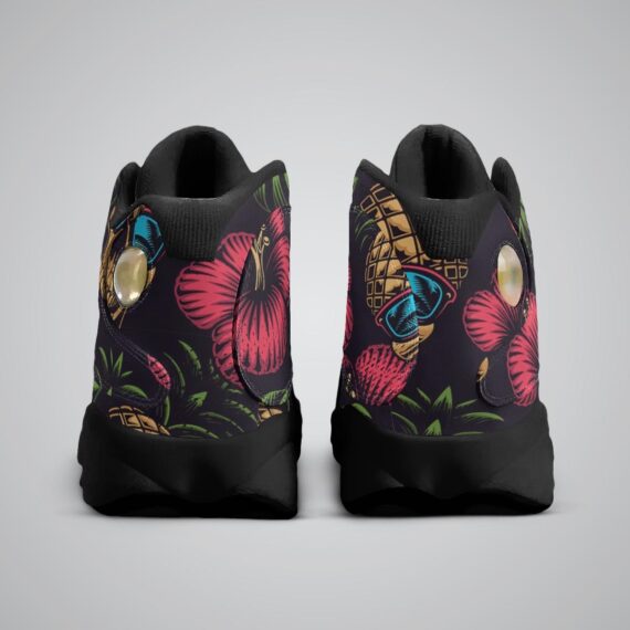 Hawaiian Theme Basketball Black Sole Shoes