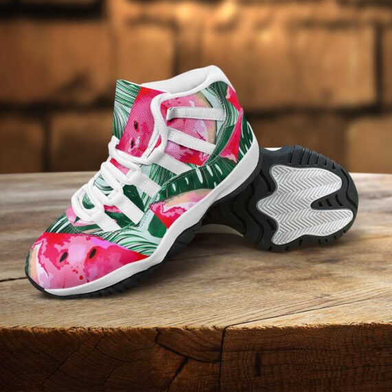 Watermelons Tropical Palm Leaves Basketball J11 Shoes