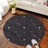 Space Seamless Pattern Comet Planet In The Sparkling Night Sky Round Carpet