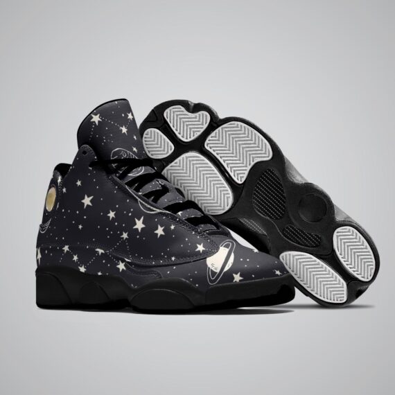 Space Planets Comets Basketball Black Sole Shoes