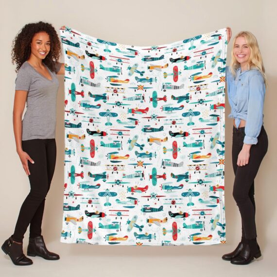 Airplanes Boys Seamless Pattern Fleece Blanket