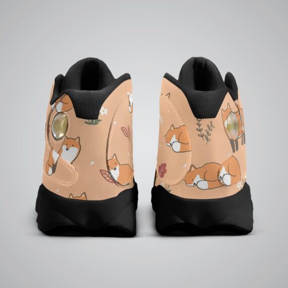 Orange Cartoon Fox Illustration Basketball Black Sole Shoes