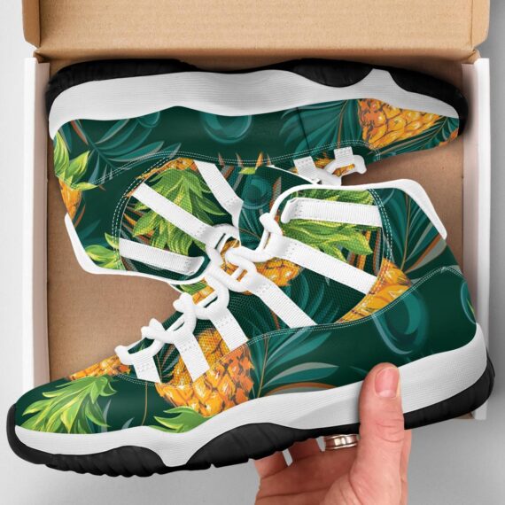 Pineapples with palm leaves on a tropical background Basketball J11 Shoes