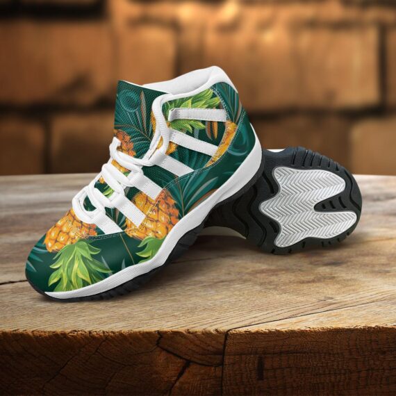 Pineapples with palm leaves on a tropical background Basketball J11 Shoes