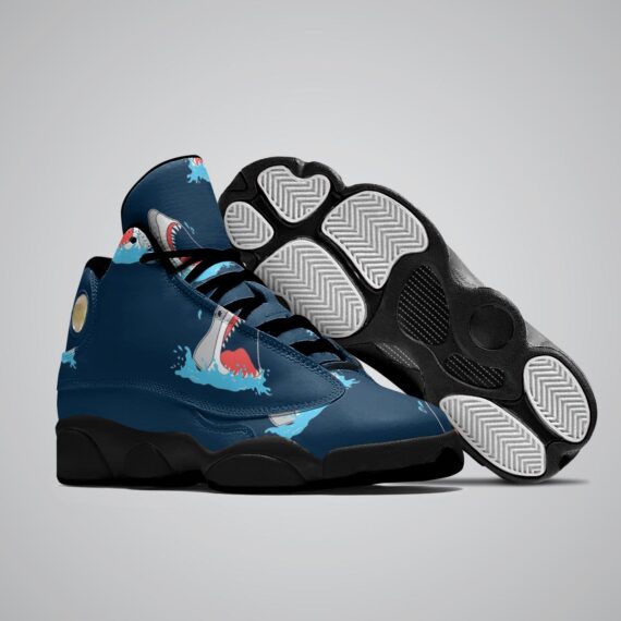 Shark Patterns Basketball Black Sole Shoes