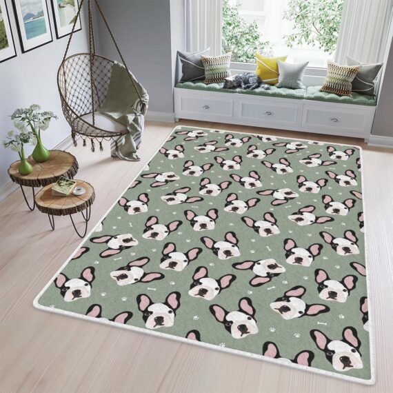 Cute Cartoon Dog Puppies French Area Rugs