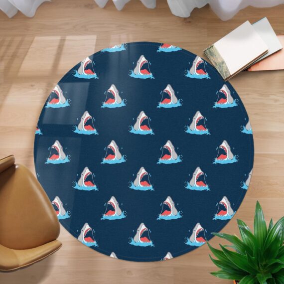 Hand Drawn Super Cute Shark Model Round Carpet