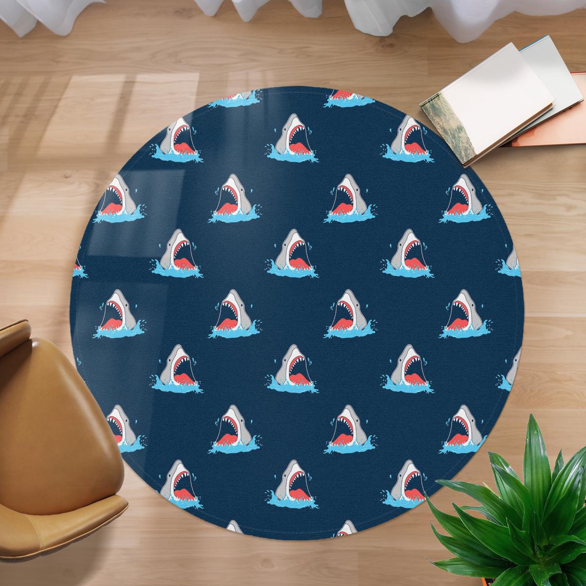 Hand Drawn Super Cute Shark Model Round Carpet Daymira Wear For   1668044913f7d898149e 