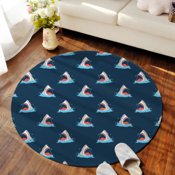 Hand Drawn Super Cute Shark Model Round Carpet