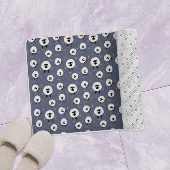 Bewildered Cute Black And White Sheep Bath Mat