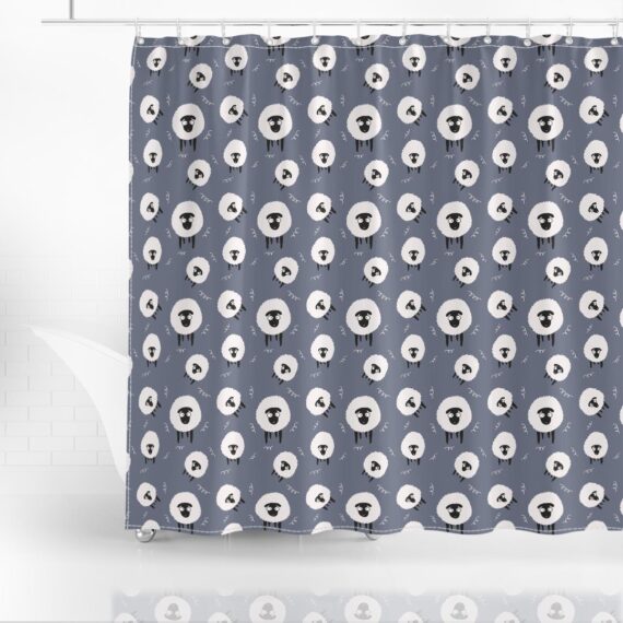 Bewildered Cute Black And White Sheep Shower Curtain