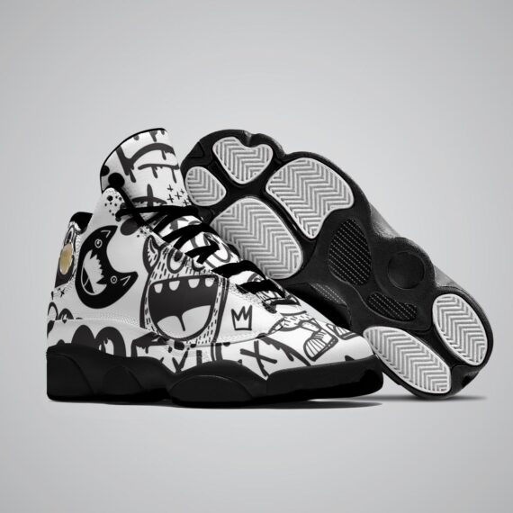 Slogans graffiti background Basketball Black Sole Shoes