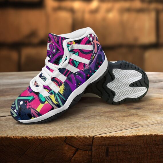 Abstract bright graffiti pattern bricks paint Basketball J11 Shoes