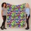 Abstract seamless comic multicolored palm tree pattern Fleece Blanket