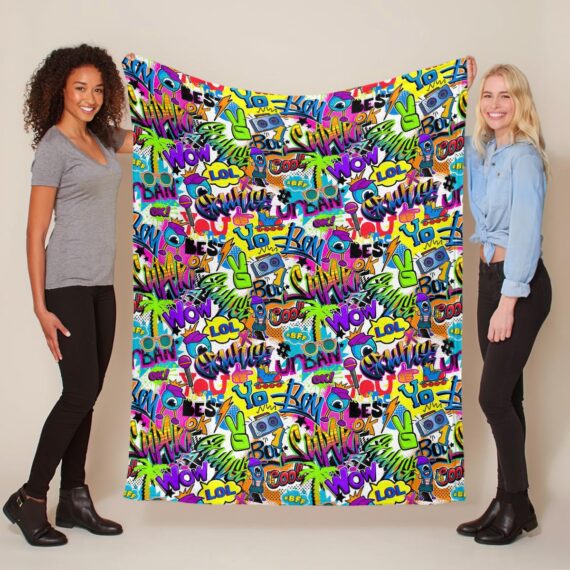 Abstract seamless comic multicolored palm tree pattern Fleece Blanket