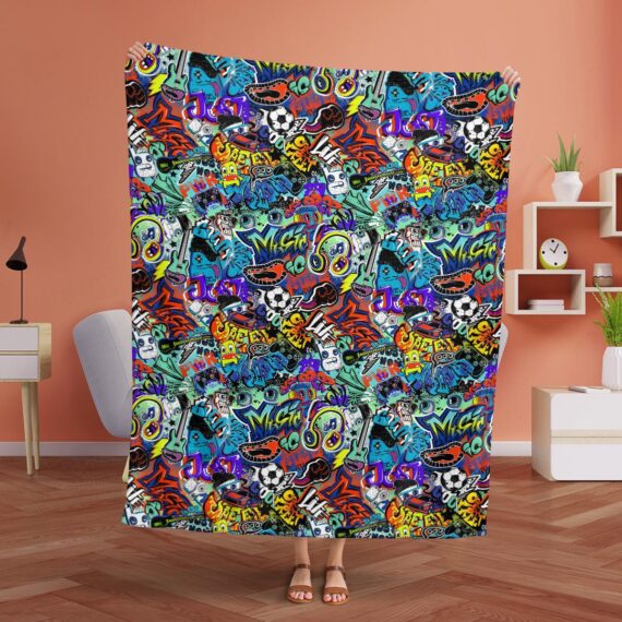 Abstract Seamless Grunge Graffiti Super Lovely Color Fleece Blanket