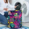 Abstract Bright Graffiti Pattern Painted Brick Sparkles Laundry Basket