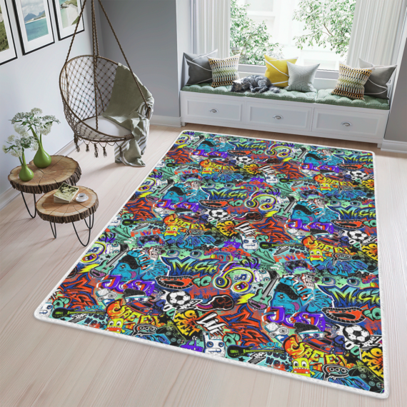 Abstract Seamless Grunge Graffiti Super Lovely Color Area Rugs