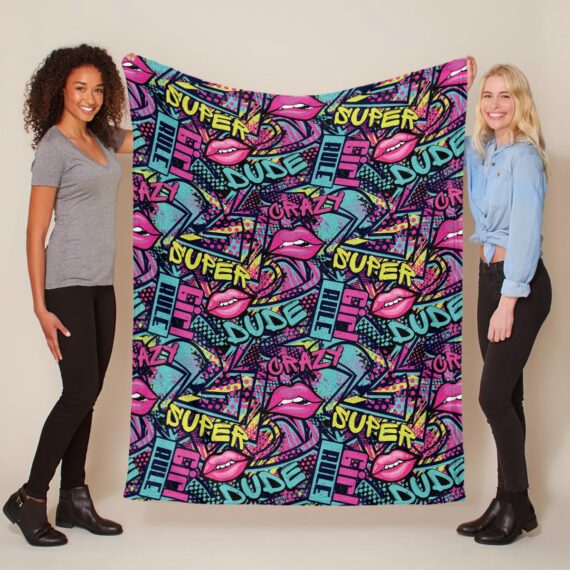 Abstract Seamless Fashion Print Repeated Graffiti Fleece Blanket