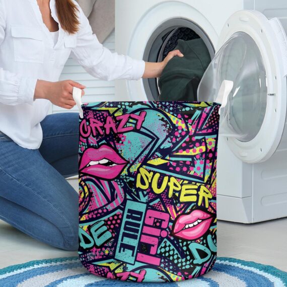 Abstract Seamless Fashion Print Repeated Graffiti Laundry Basket