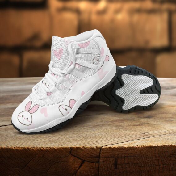 Cute Cartoon Bunny Face With Pink Polka Dot Ears Basketball J11 Shoes