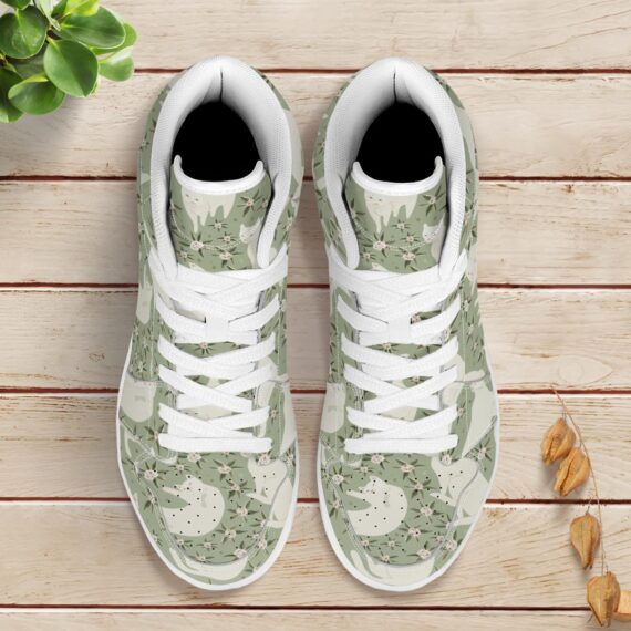 Elegant White Cats On Delicate Green Basketball J11 Shoes