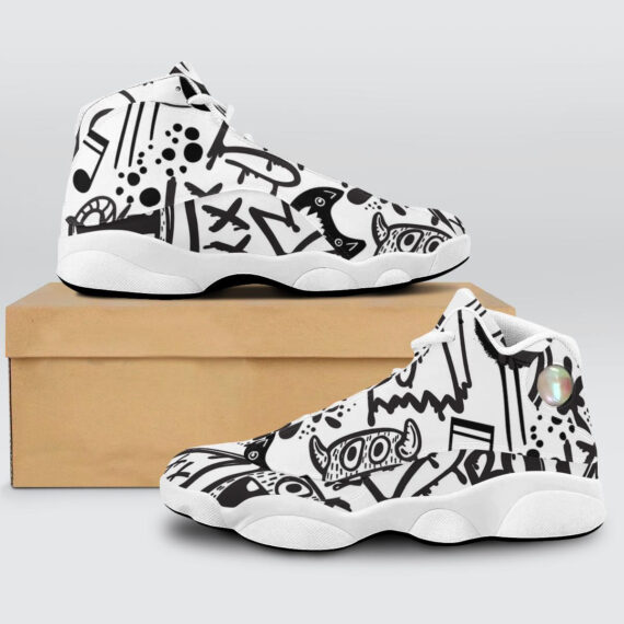 Slogans graffiti background Basketball White Sole Shoes