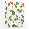 Holly Tree Stands Out On White Background Christmas Season Fleece Blanket