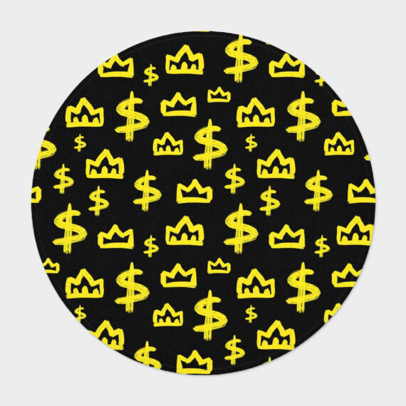 Yellow Crown Dollar Sign Isolated On Round Carpet