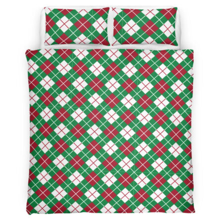 Red And Green Checkered Pattern Welcomes The Christmas Season Bedding Set