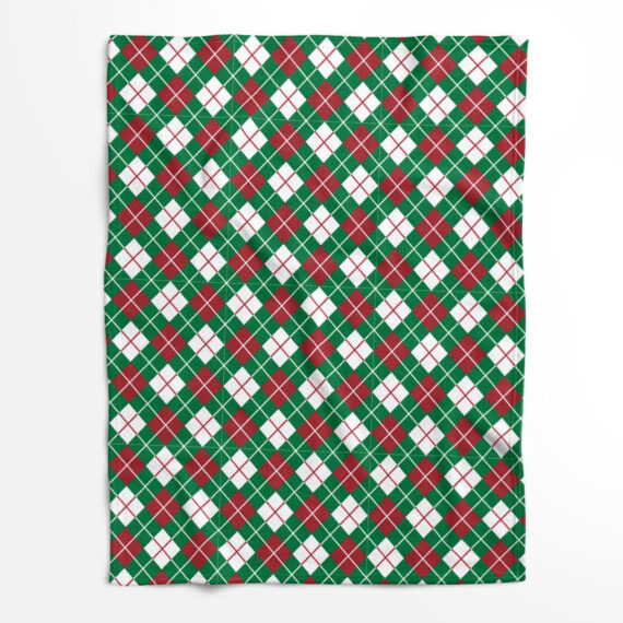 Red And Green Checkered Pattern Welcomes The Christmas Season Fleece Blanket