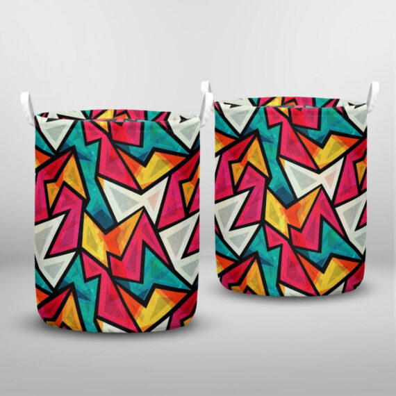 Abstract colorful geometric seamless pattern with grunge effect Laundry Basket