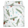 Merry Christmas, Pine Tree Pattern With White Snowflakes Bedding Set