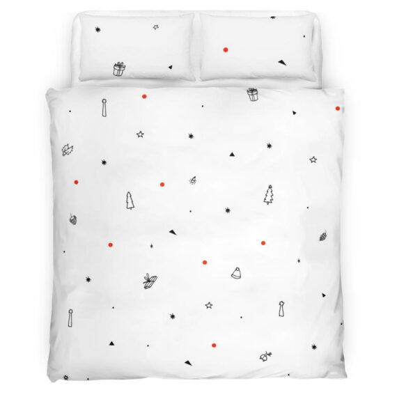 Merry Christmas Decorative Pattern On A White Background Bedding Set