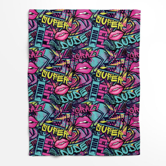 Abstract Seamless Fashion Print Repeated Graffiti Fleece Blanket