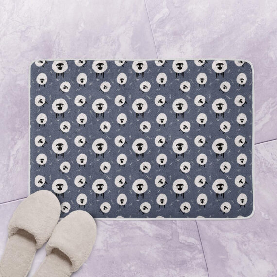 Bewildered Cute Black And White Sheep Bath Mat