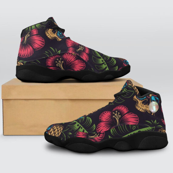 Hawaiian Theme Basketball Black Sole Shoes