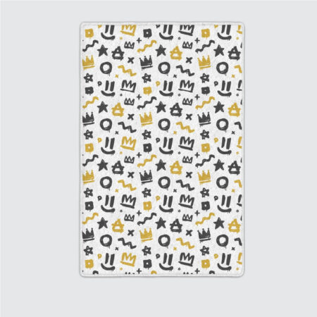 Abstract Hipster Squiggle Crown Tags Hand Area Rugs