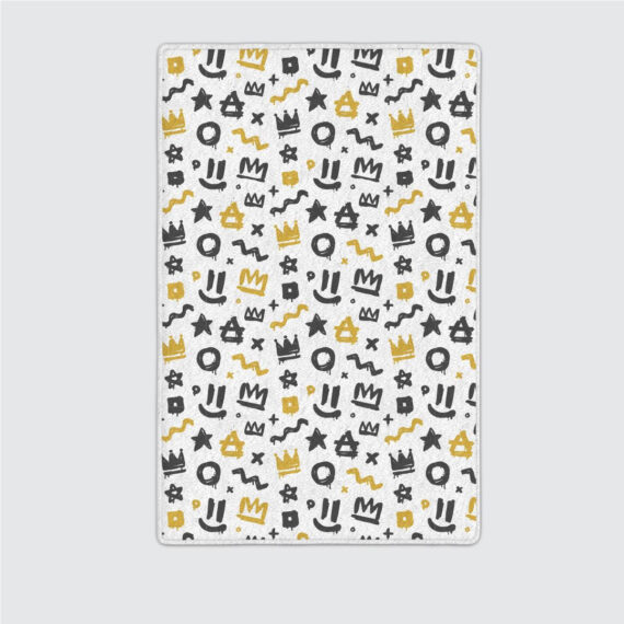 Abstract Hipster Squiggle Crown Tags Hand Area Rugs