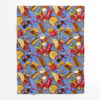 American style fast food colors on a blue background Fleece Blanket