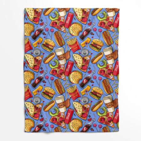 American style fast food colors on a blue background Fleece Blanket