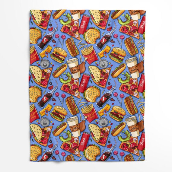 American style fast food colors on a blue background Fleece Blanket