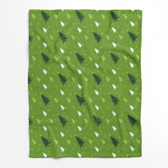 The Green And White Christmas Trees Are Interlaced To Create A Beautiful Christmas Picture Fleece Blanket