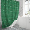 A Row Of Pine Trees With A White Star On Top Standing Out Against A Green Background Christmas Shower Curtain