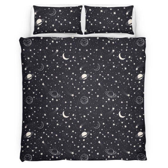 Space Seamless Pattern Comet Planet In The Sparkling Night Sky Bedding Set