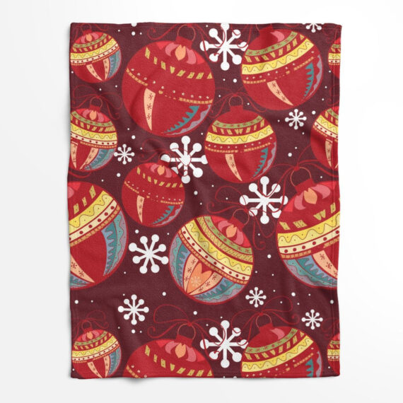 Merry Christmas With Berries Jewels On A Red Background Fleece Blanket